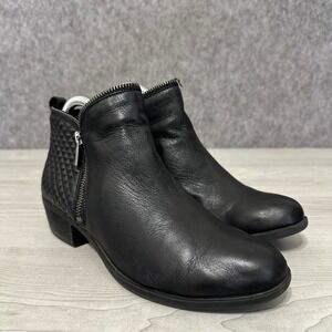 Lucky Brand Bartalino Booties Women‎ 8.5 Black Leather Quilted Zip Ankle Boots